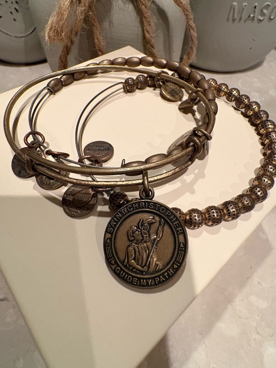 Alex and Ani Jewelry - Alex and Ani Antique Gold St. Christopher Charm Bangle Set